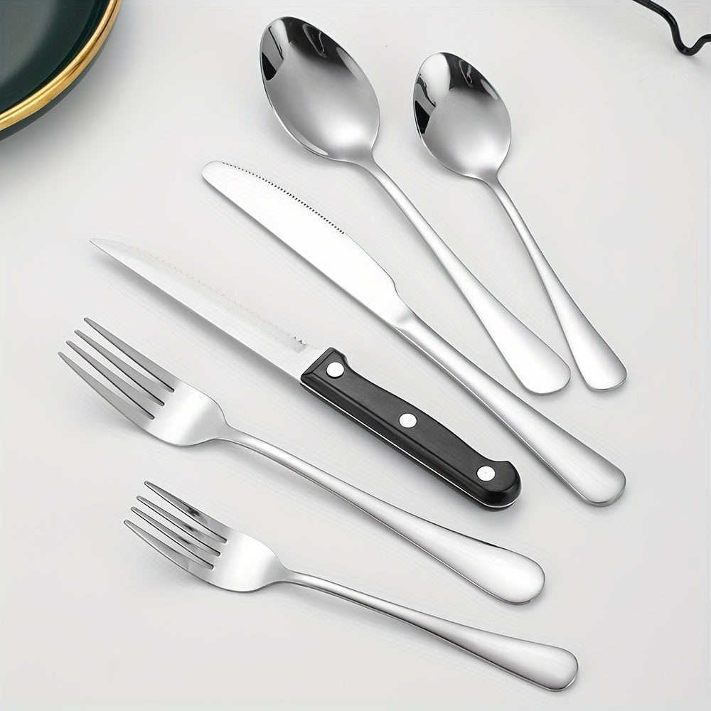 24pcs Silverware Set With Steak Knives