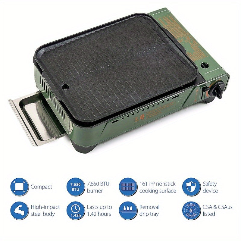 Outdoor Butane Griddle, 7650 BTU with 15"x12" Cast Aluminum griddle