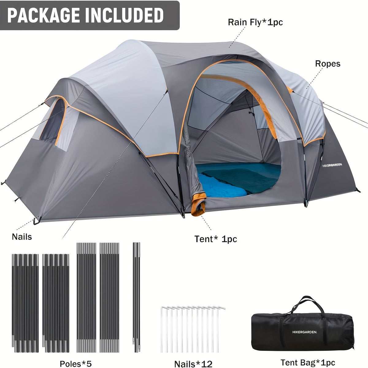 10 Person Camping Tent - Portable Easy Set Up Family Tent for Camp