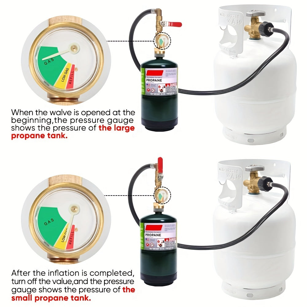 36" Propane Refill Adapter Hose with Pressure Gauge