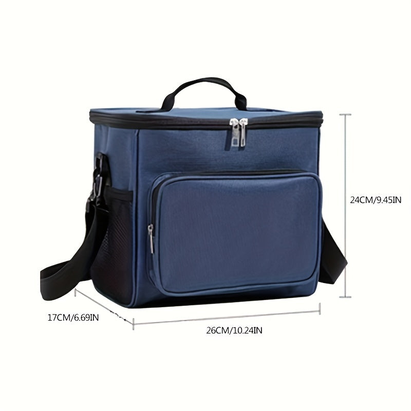 Large Capacity Insulated Color Block Lunch Bag - Foldable