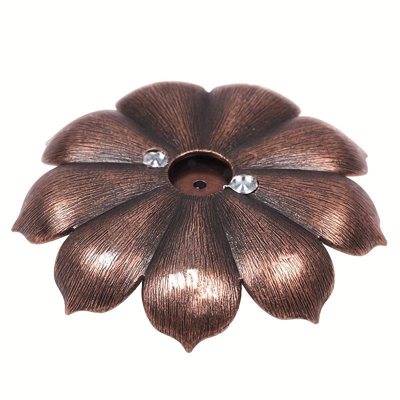 Alloy Incense Holder  Lotus Censer, Copper Golden Hollow Metal