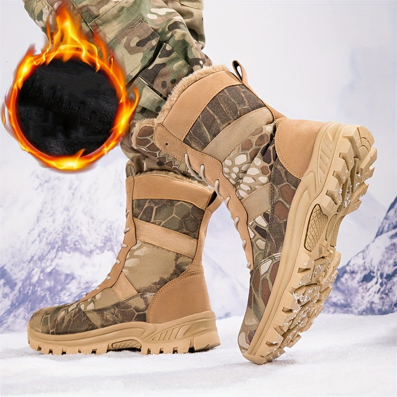 Men's Tactical Boots - Non-slip High-top Lace-up Fleece Warm Boots