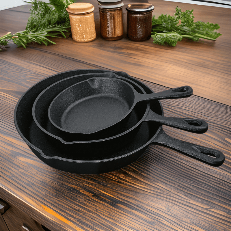 3pcs Premium Cast Iron Cookware Set