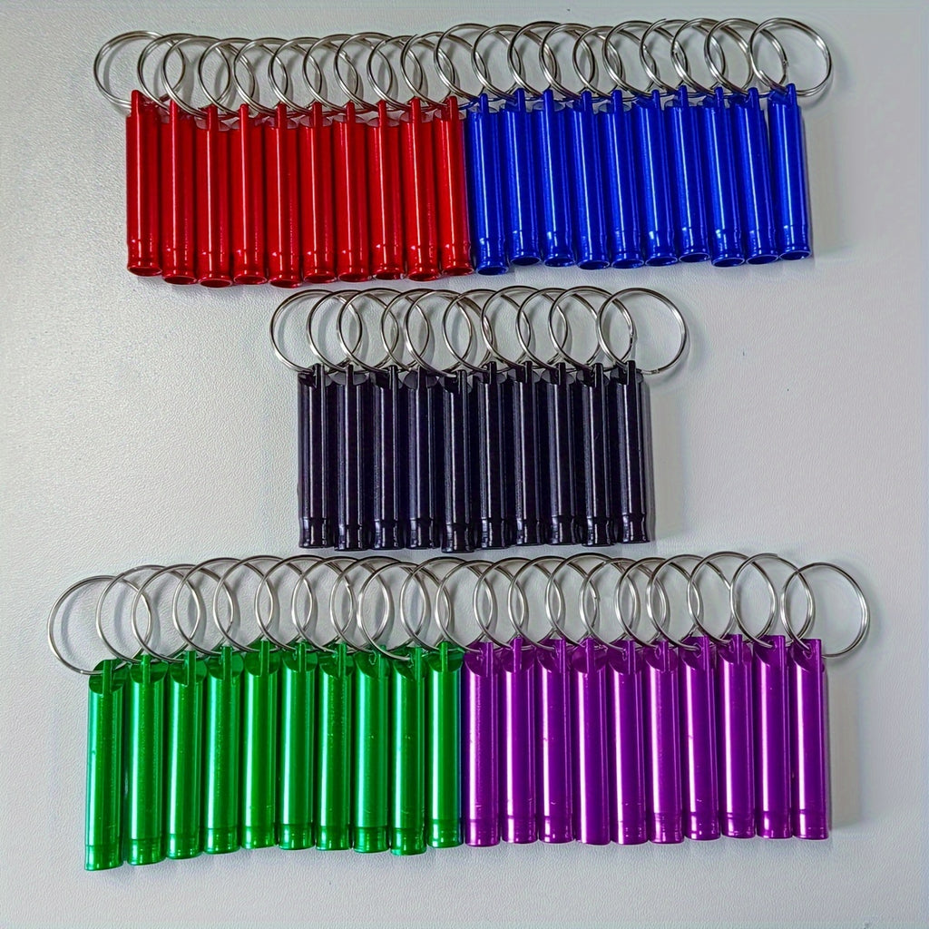 50-Pack Colorful Aluminum Alloy Emergency Whistles with Keychain
