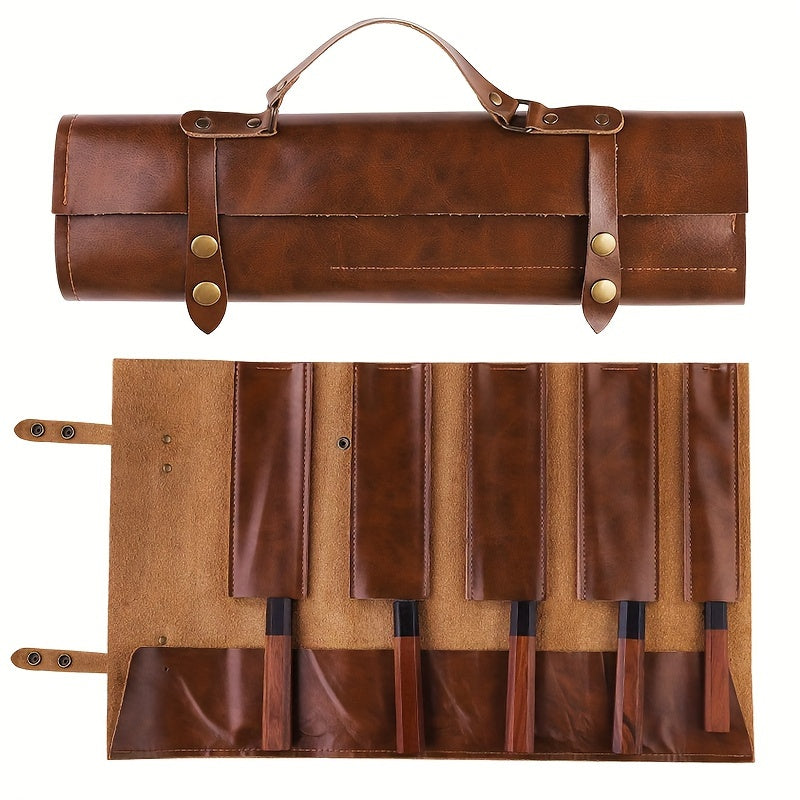 Genuine Leather Chef Knife Roll Up Bag