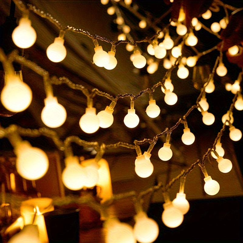 20/40/80 LED Warm White String Lights - Battery-Powered Round Globe Lights