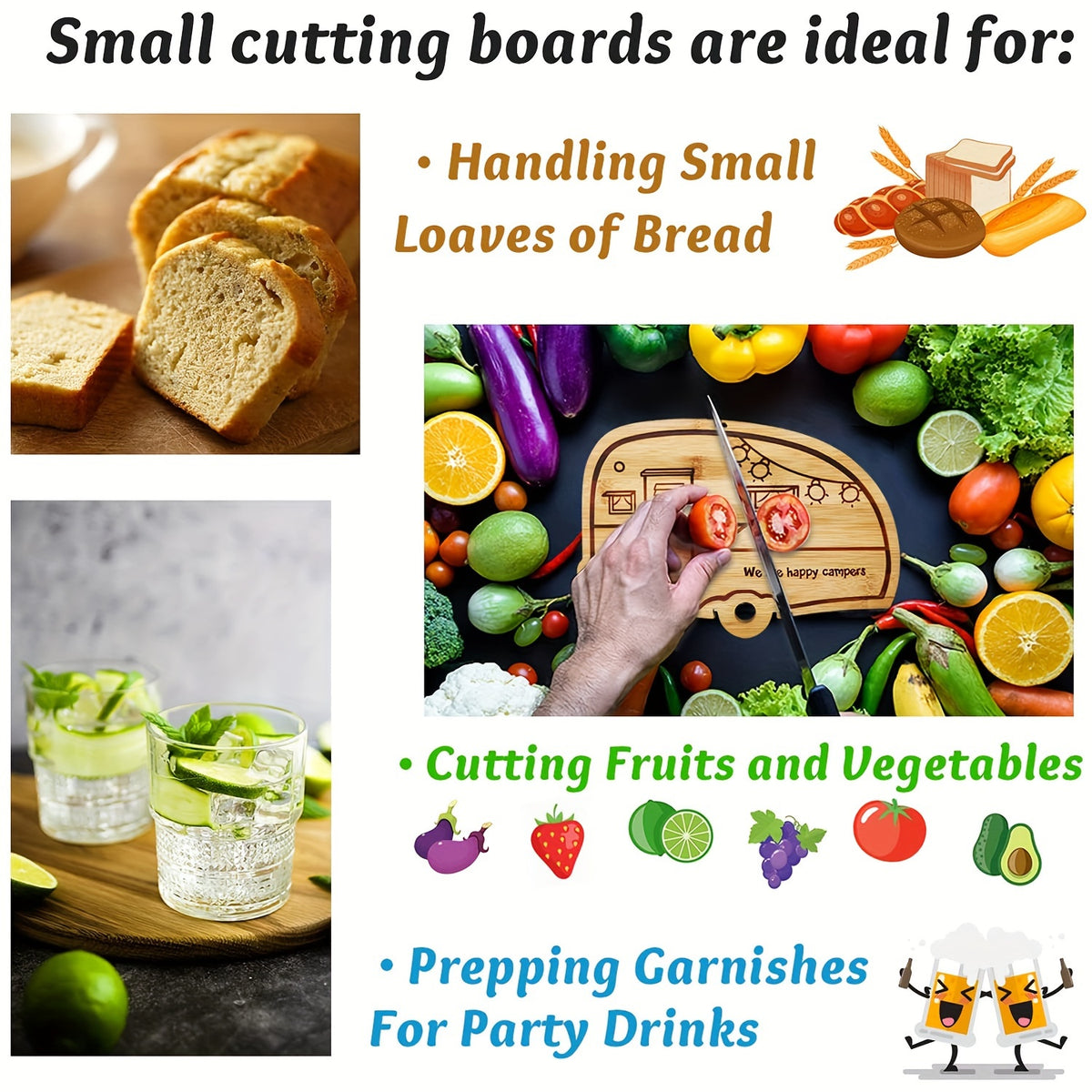 1/2pcs, Camper Bamboo Cutting Board Set For RV