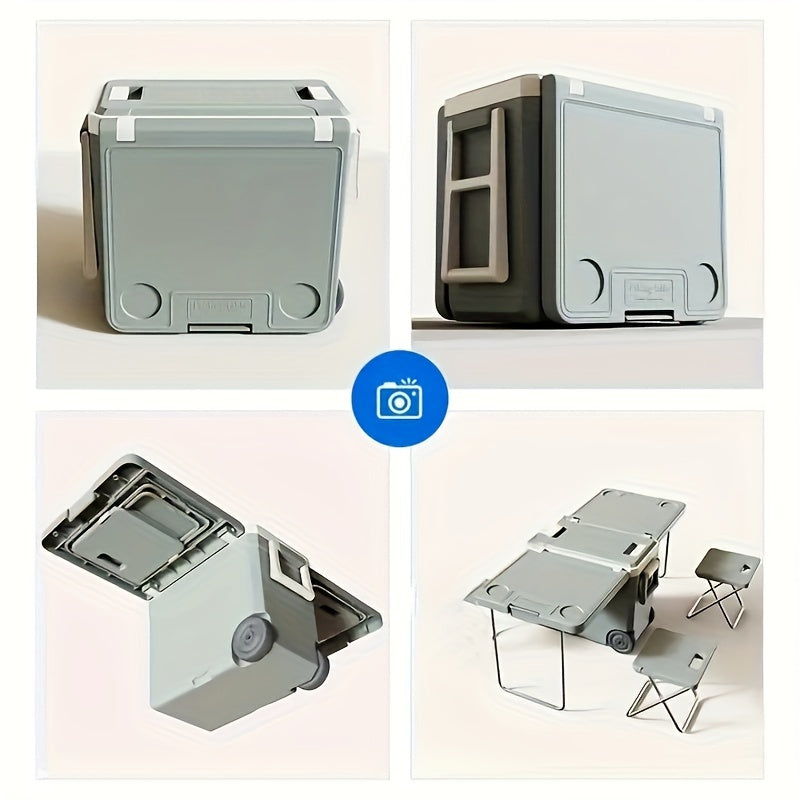 High-Performance Portable Cooler Refrigerator with Instant Chill & Rolling Table