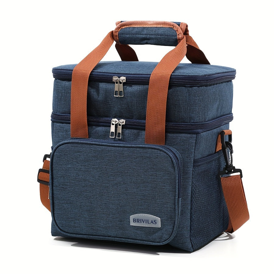 Extra-Large Oxford Cloth Multi-Layer Insulated Rectangle Satchel Bag - Water-Resistant
