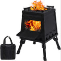 Portable Cast Iron Camping Wood Stove, Black Woodstove
