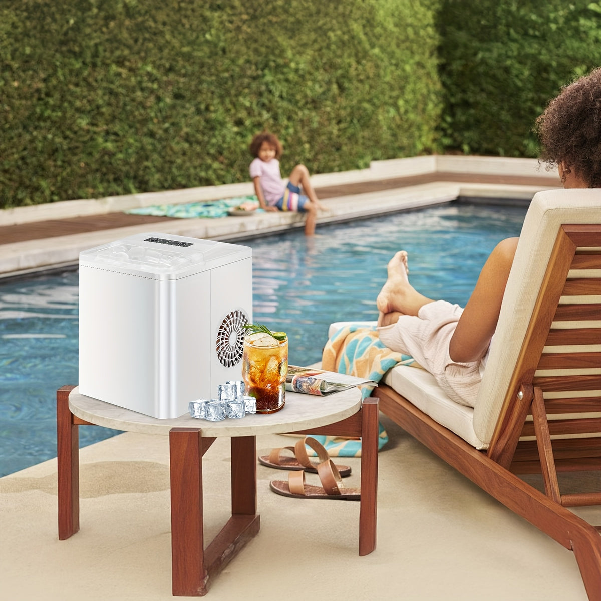 Portable Outdoor Ice Maker Countertop Low Noise One-Touch Operation