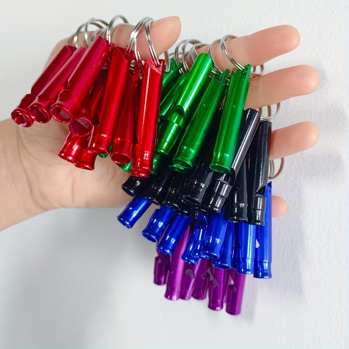 50-Pack Colorful Aluminum Alloy Emergency Whistles with Keychain