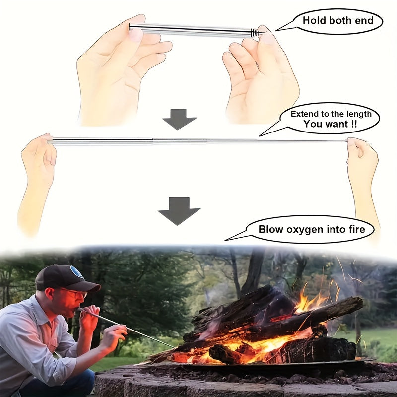 1pc/2pcs Stainless Steel Telescopic Blowing Tube for Fires