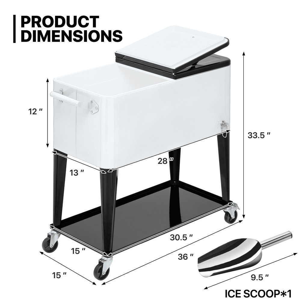 MADOG 80 Quart Rolling Ice Chest Cart