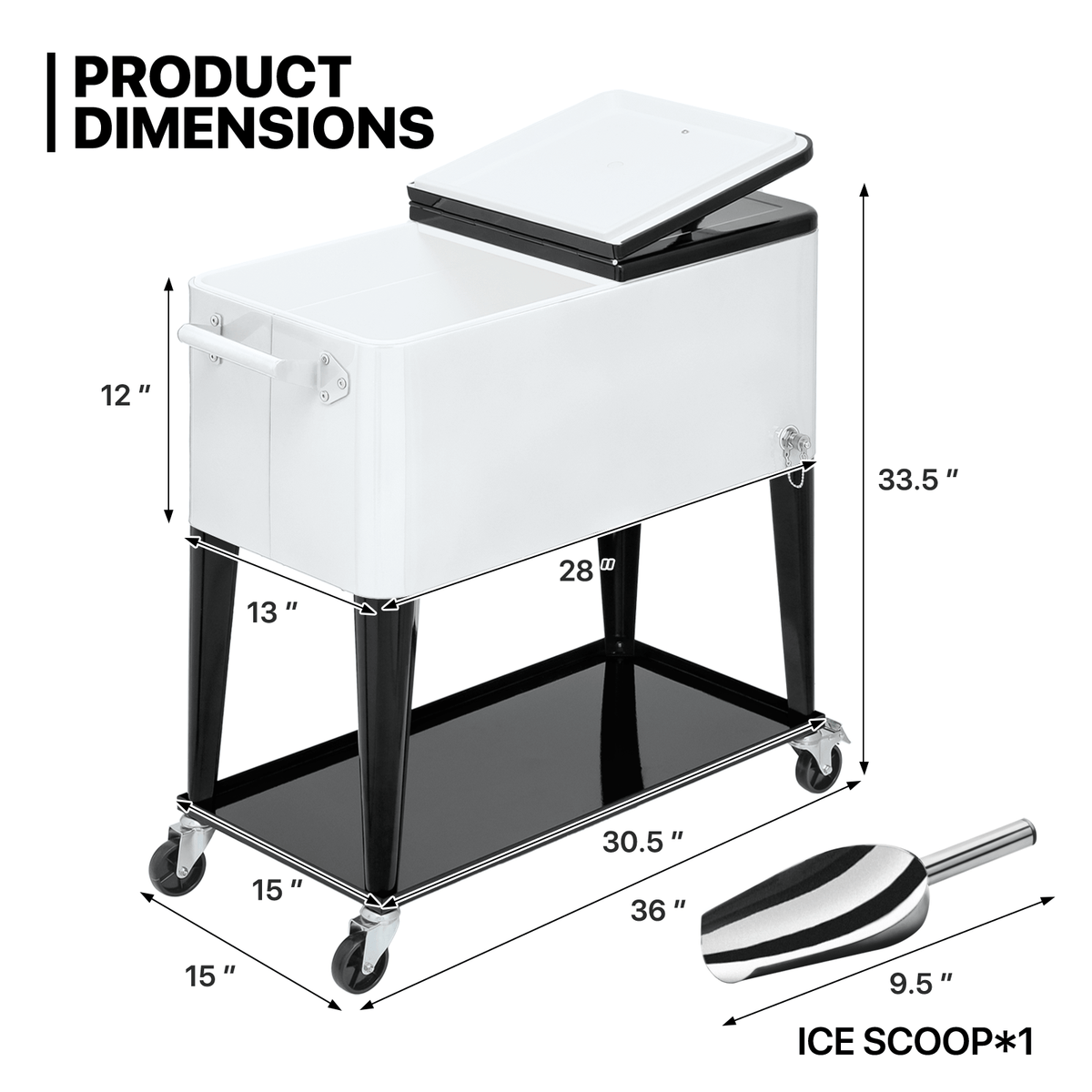 MADOG 80 Quart Rolling Ice Chest Cart