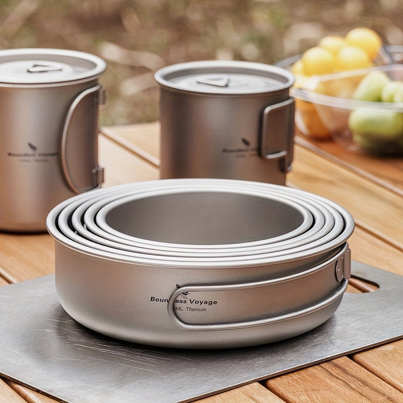 5pcs/set, Titanium Bowl And Pot Set, Foldable