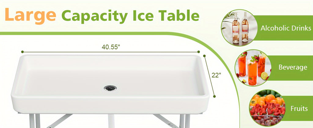 4 Foot Folding Ice Cooler Table With Drain