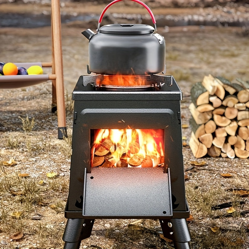 Portable Cast Iron Camping Wood Stove, Black Woodstove