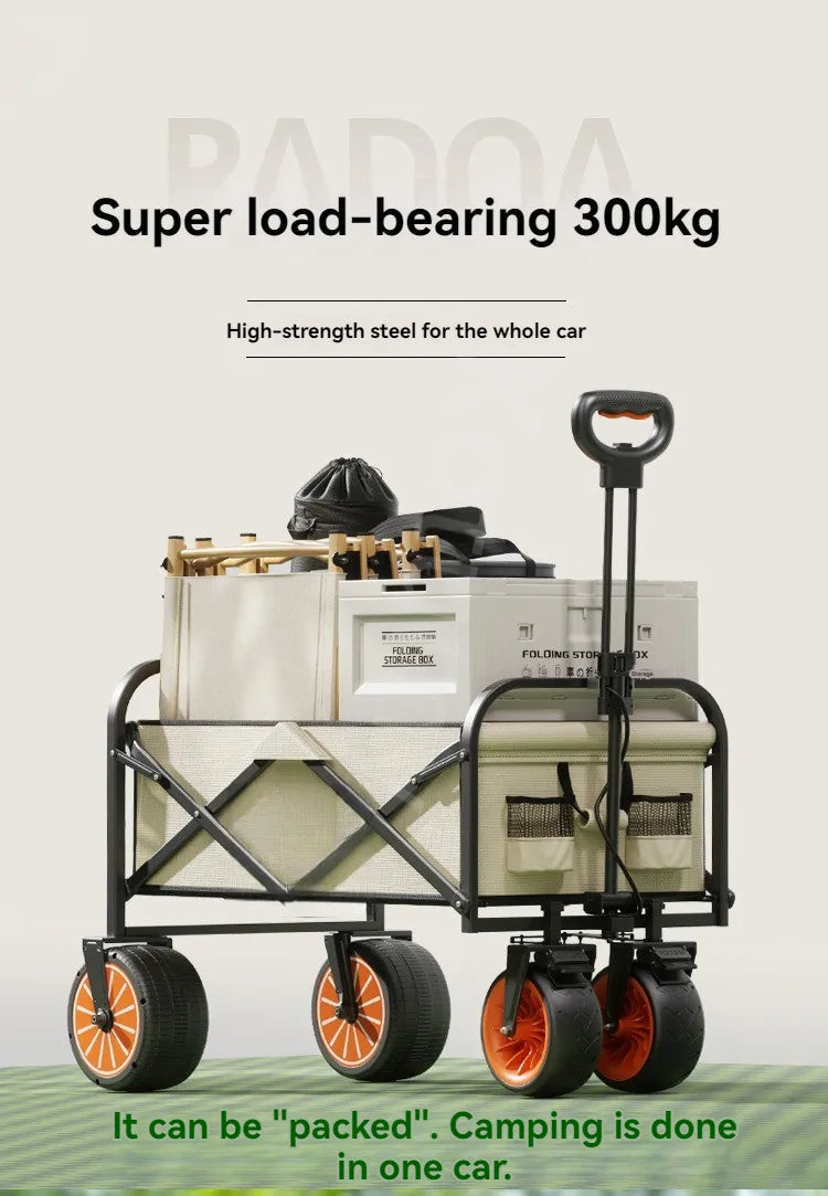 Electric Camp Car, Outdoor Camping Carrying Foldable Handcart