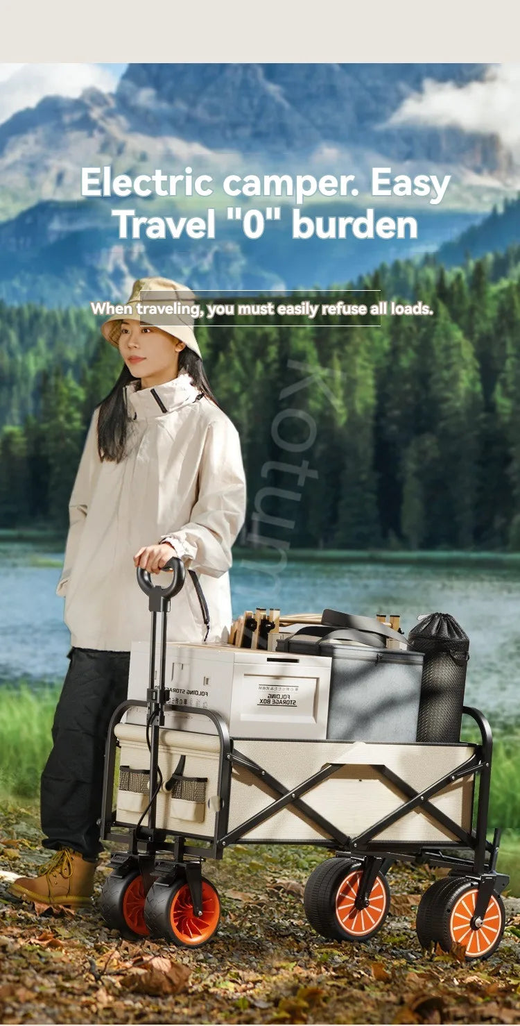 Electric Camp Car, Outdoor Camping Carrying Foldable Handcart
