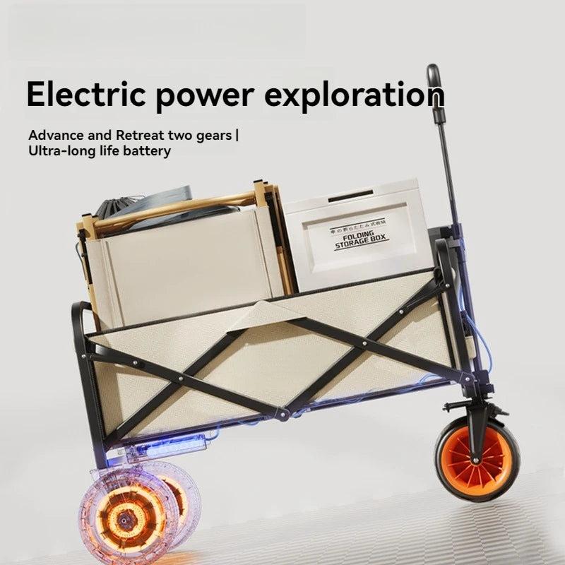Electric Camp Car, Outdoor Camping Carrying Foldable Handcart