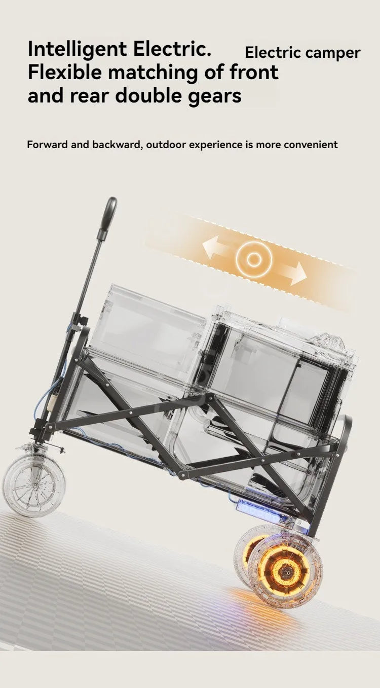 Electric Camp Car, Outdoor Camping Carrying Foldable Handcart