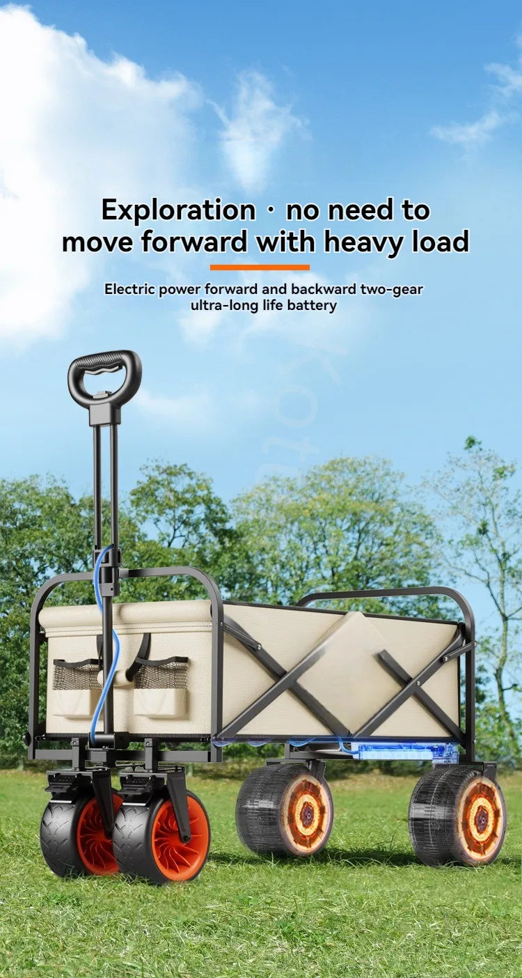 Electric Camp Car, Outdoor Camping Carrying Foldable Handcart