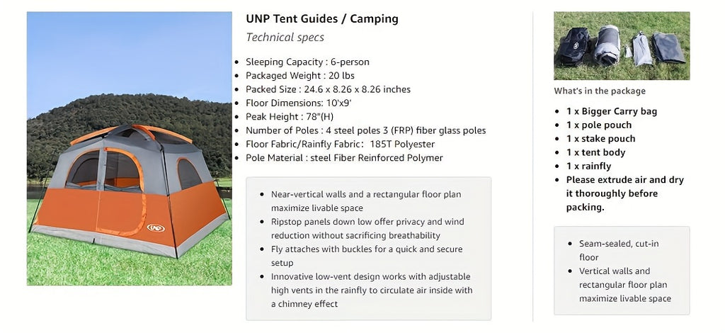 6 Person Tent Easy Setup Camping Tent For Family Camping
