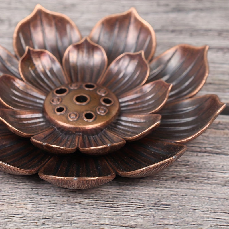 Alloy Incense Holder  Lotus Censer, Copper Golden Hollow Metal
