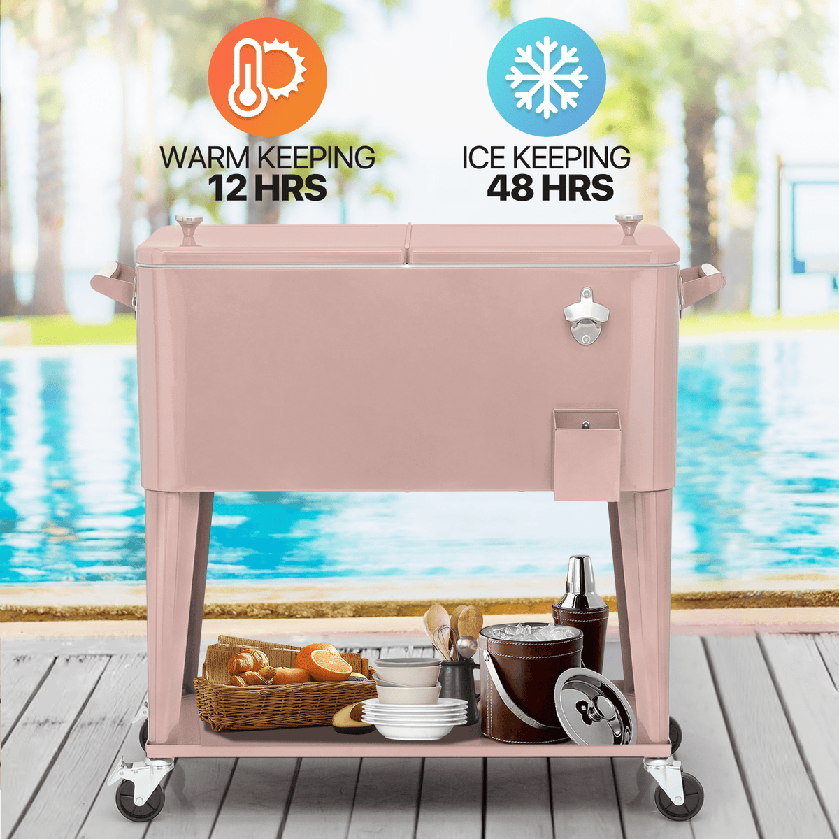MADOG 80 Quart Rolling Ice Chest Cart