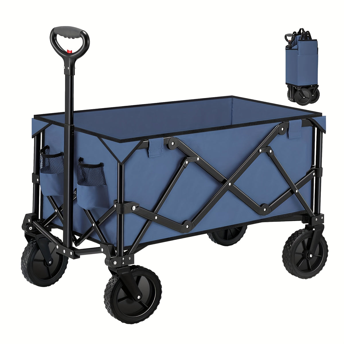 Collapsible Foldable Wagon Cart, Shopping, Camping with Big All-Terrain Wheels