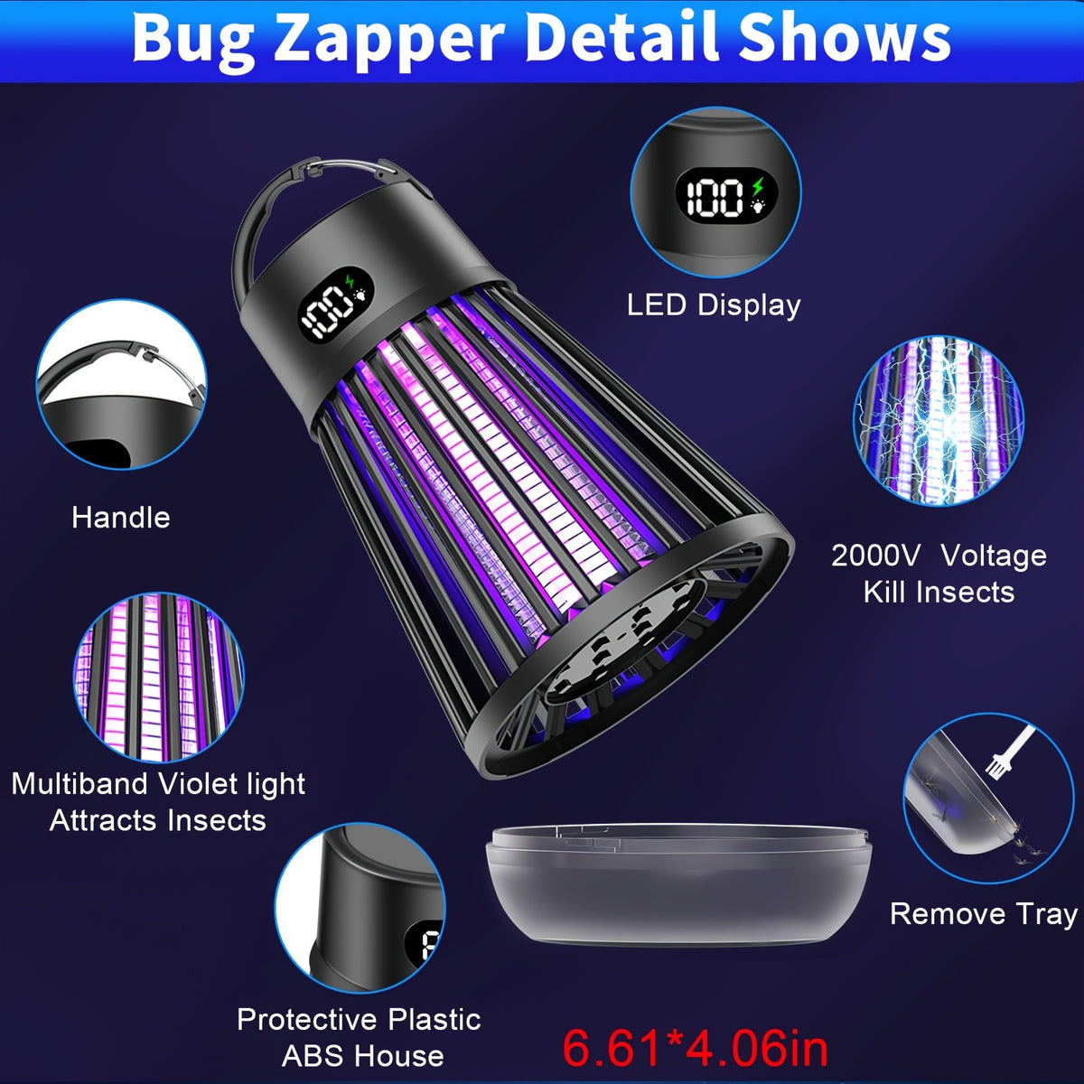 Bug Zapper, Outdoor And Indoor Insect Killer - Rechargeable