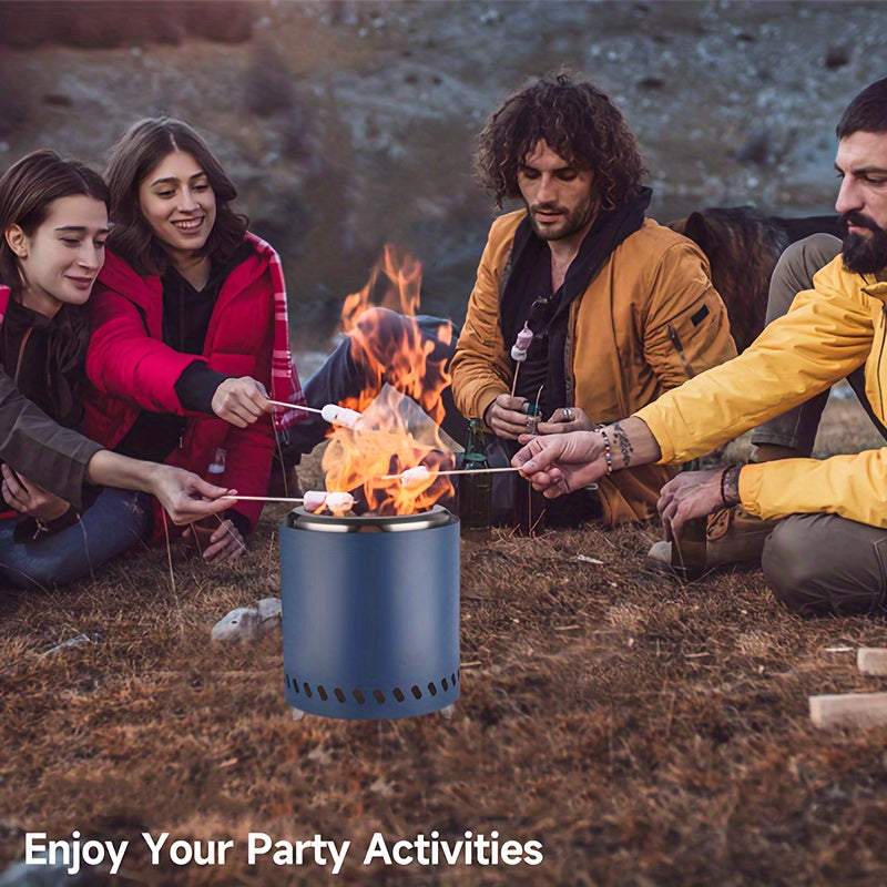 Portable Smokeless Fire Pit - Stainless Steel Wood Burning Fireplace with Removable Ash Pan, Travel Bag, and Stand for Camping and Backyard (5.5inch)