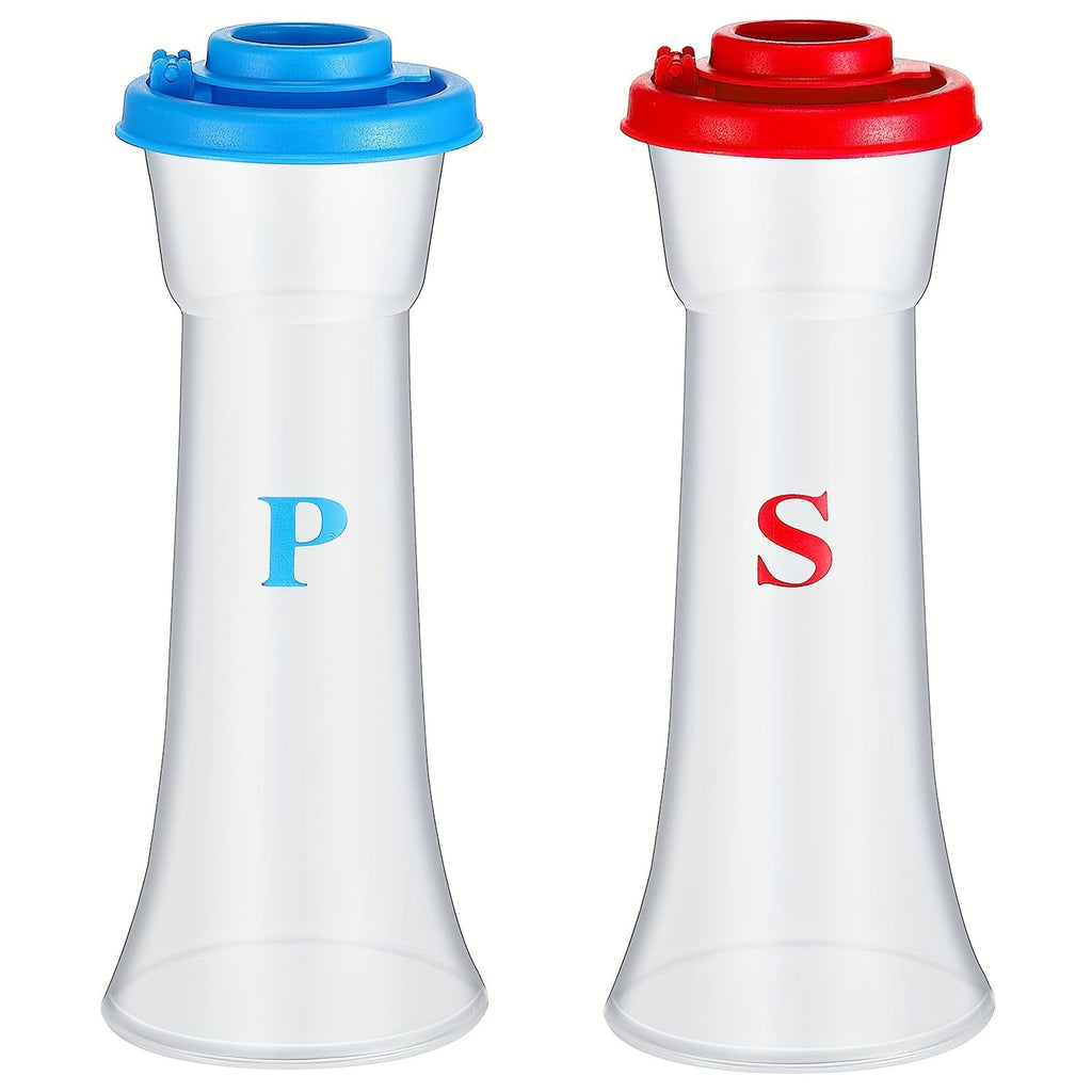 Set of 2 Plastic Salt and Pepper Shakers with Lids