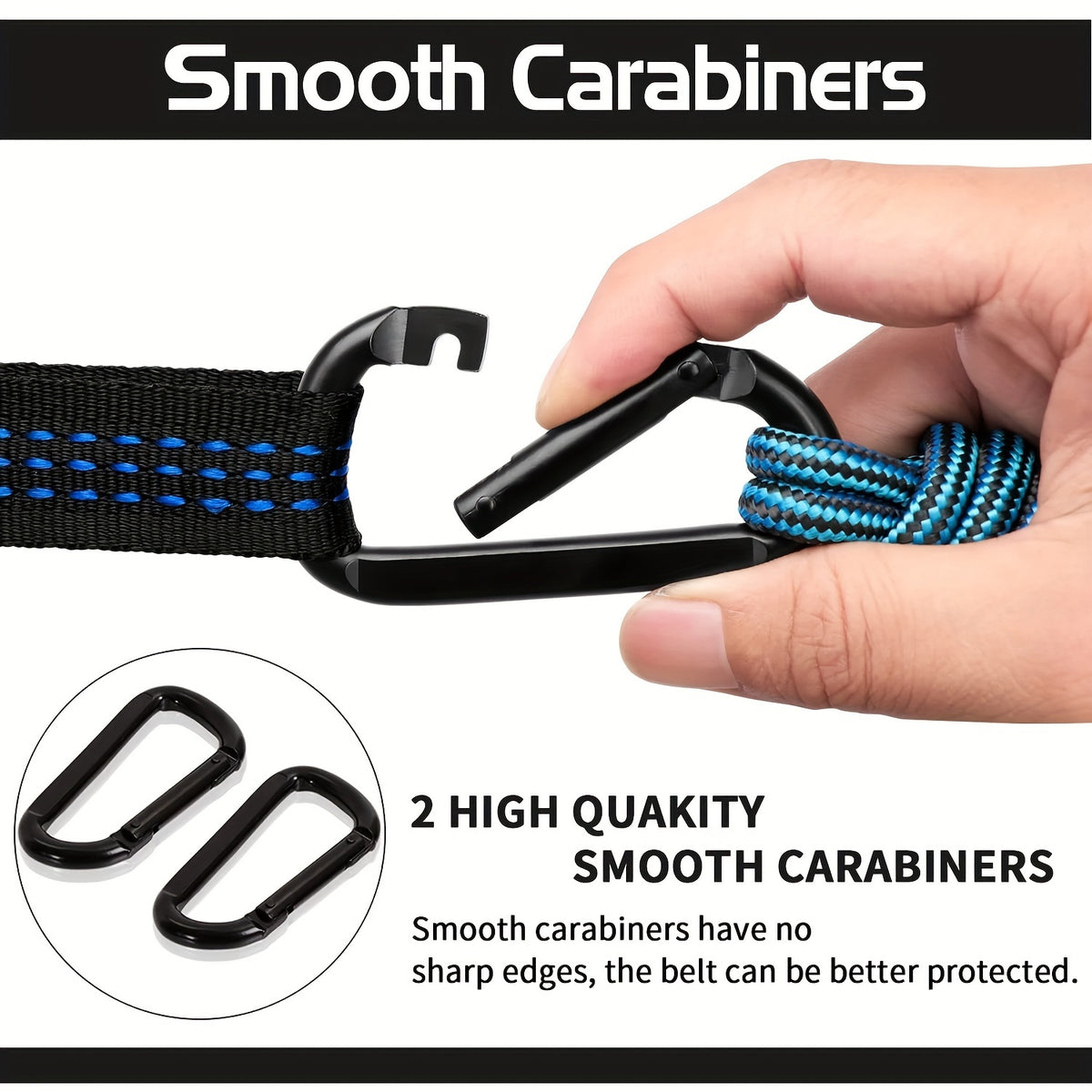 Solid Color Parachute Hammock With Strap And Black Carabiner