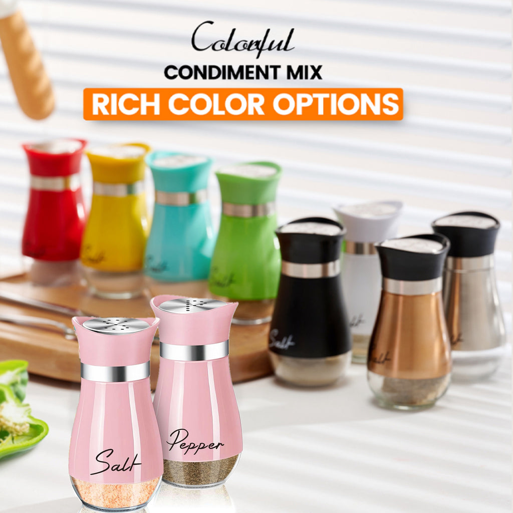 Salt And Pepper Shaker Set, 4-Ounce Glass Bottom