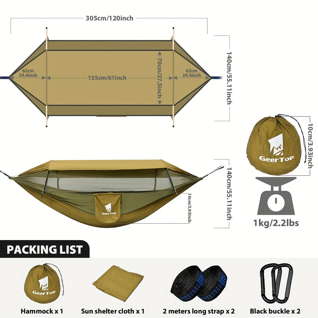 3-in-1 Outdoor Hammock | Double Sleep Rest Camping Hammock with Mosquito Net