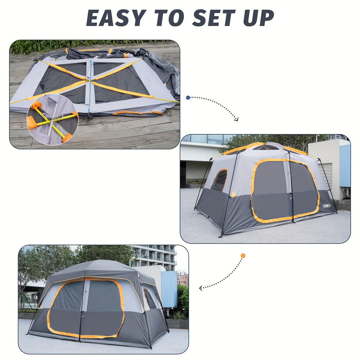 Camping Tent 8 Person, Waterproof Windproof Family Tent with Rainfly
