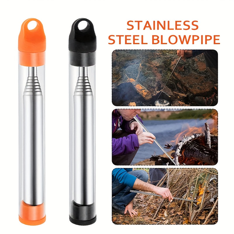 1pc/2pcs Stainless Steel Telescopic Blowing Tube for Fires