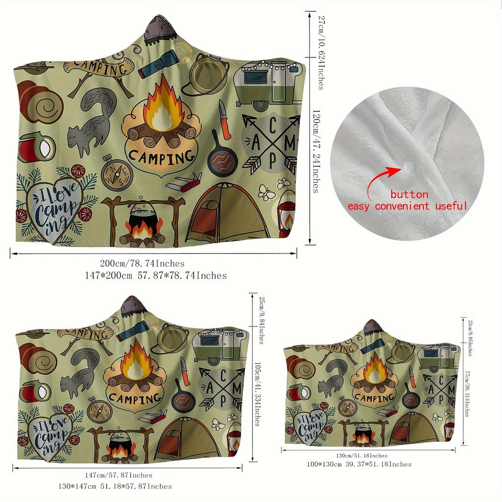 Camping Hooded Blanket Thick Nap Wearable
