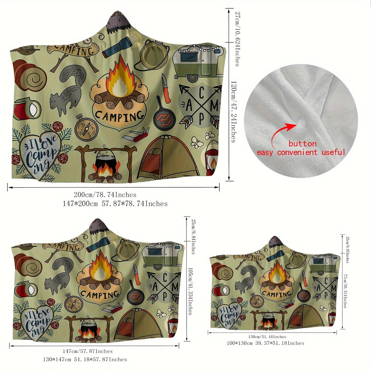 Camping Hooded Blanket Thick Nap Wearable