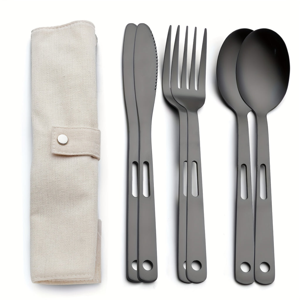6pcs/set Stainless Steel Tableware Set - Knife, Fork & Spoon
