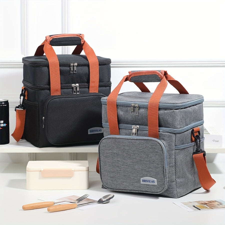 Extra-Large Oxford Cloth Multi-Layer Insulated Rectangle Satchel Bag - Water-Resistant