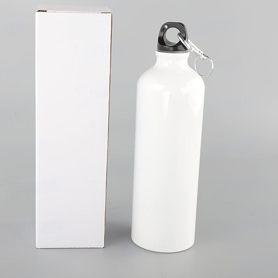 5pcs/Lot 750ml Insulated White Aluminum Water Bottle with Screw Carabiner Hook
