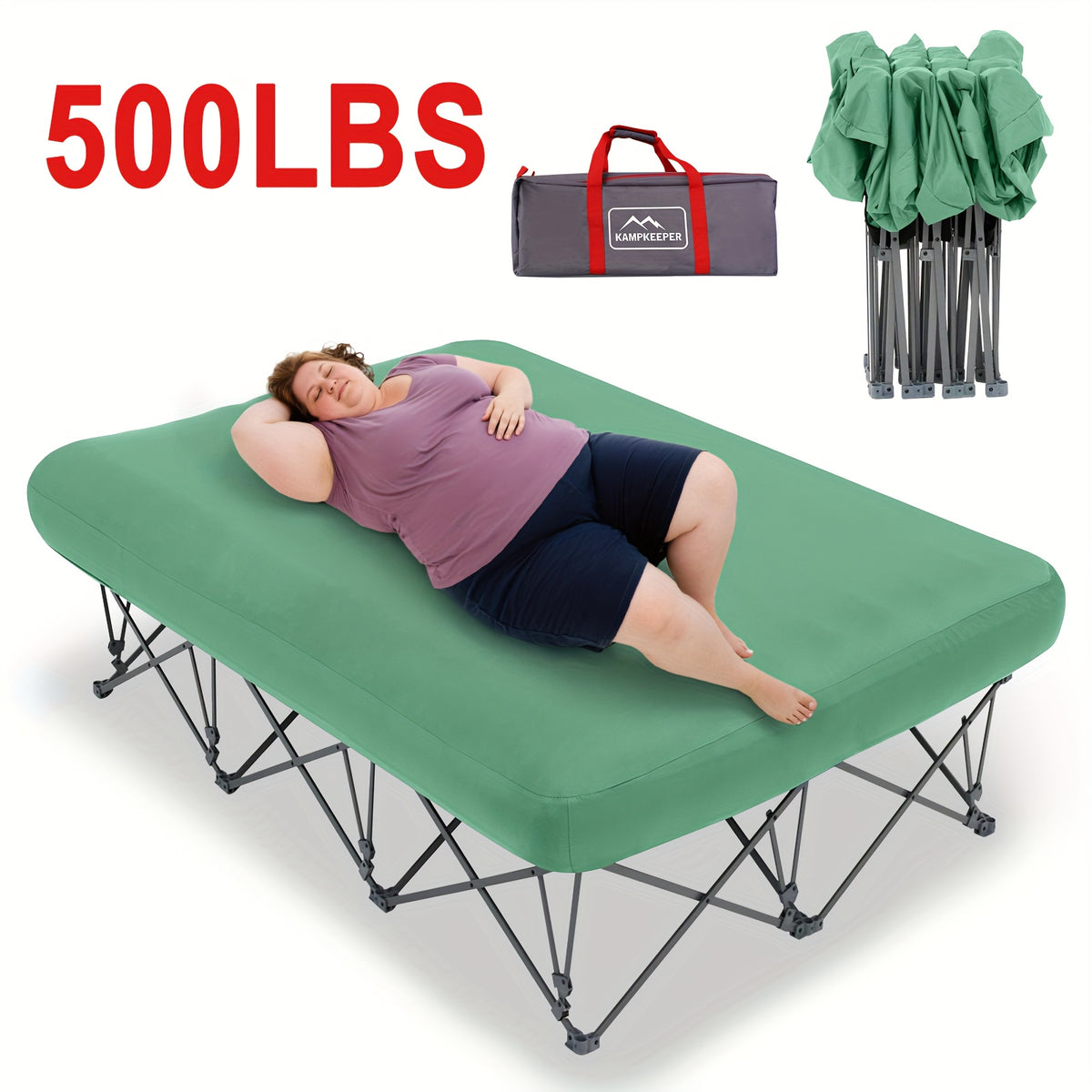 250/500LBS Extra Large capacity Heavy Duty Inflatable Bed with Carry Bag