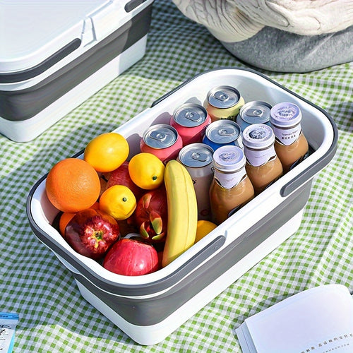 1pc Multifunctional Outdoor Picnic Basket with Lid and Table Board, Foldable, Easy to Carry