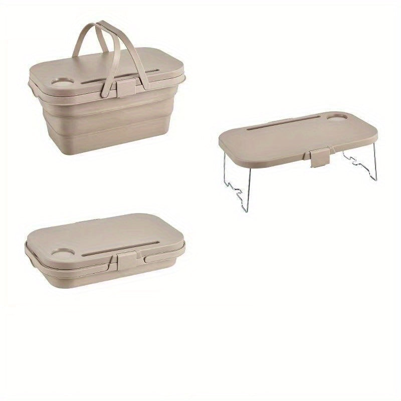 1pc, Heavy Duty Foldable Picnic Basket with Lid