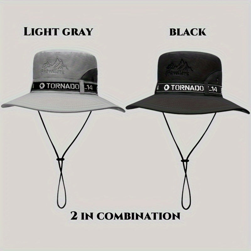2-Pack UV Protection Breathable Embroidery Mountain Bucket Hats