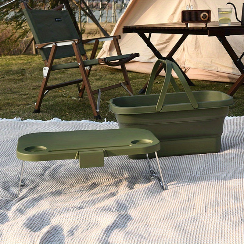 1pc, Heavy Duty Foldable Picnic Basket with Lid